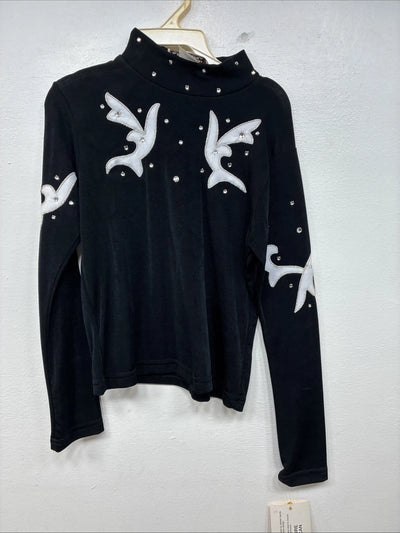 New Kids 1849 RanchWear Black Rhinestone Long Sleeve Size Medium YY-69