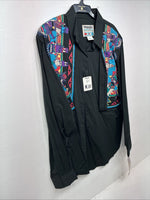 New Women’s Wrangler Black Deigned Long Sleeve Button Up XL II-47