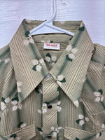 New Men’s ELY Plains Green Floral Long Sleeve Pearl Snap 16 X 36 Large CC-23