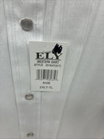 New Men’s ELY Cattleman White Long Sleeve Stripe Pearl Snap 2XL F-58