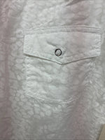 New Women’s Cumberland White Cheetah Print Long Sleeve Pearl Snap XL GG-83