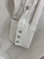 New Men’s H Bar C White Stripe Long Sleeve Pearl Snap 16.5 Large AA-38