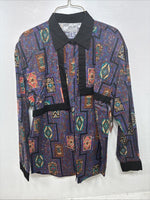 New Women’s Mine & Bills Purple Design Long Sleeve Button Up Small YY-132