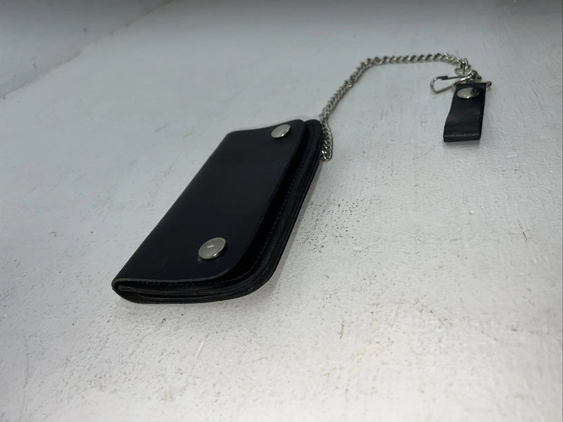 New Black Split Leather Chain Belt Wallet P-500