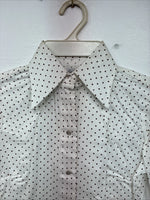 New Women’s Dickson Jenkins White Dottted Long Sleeve Pearl Snap Size 30 LL-92