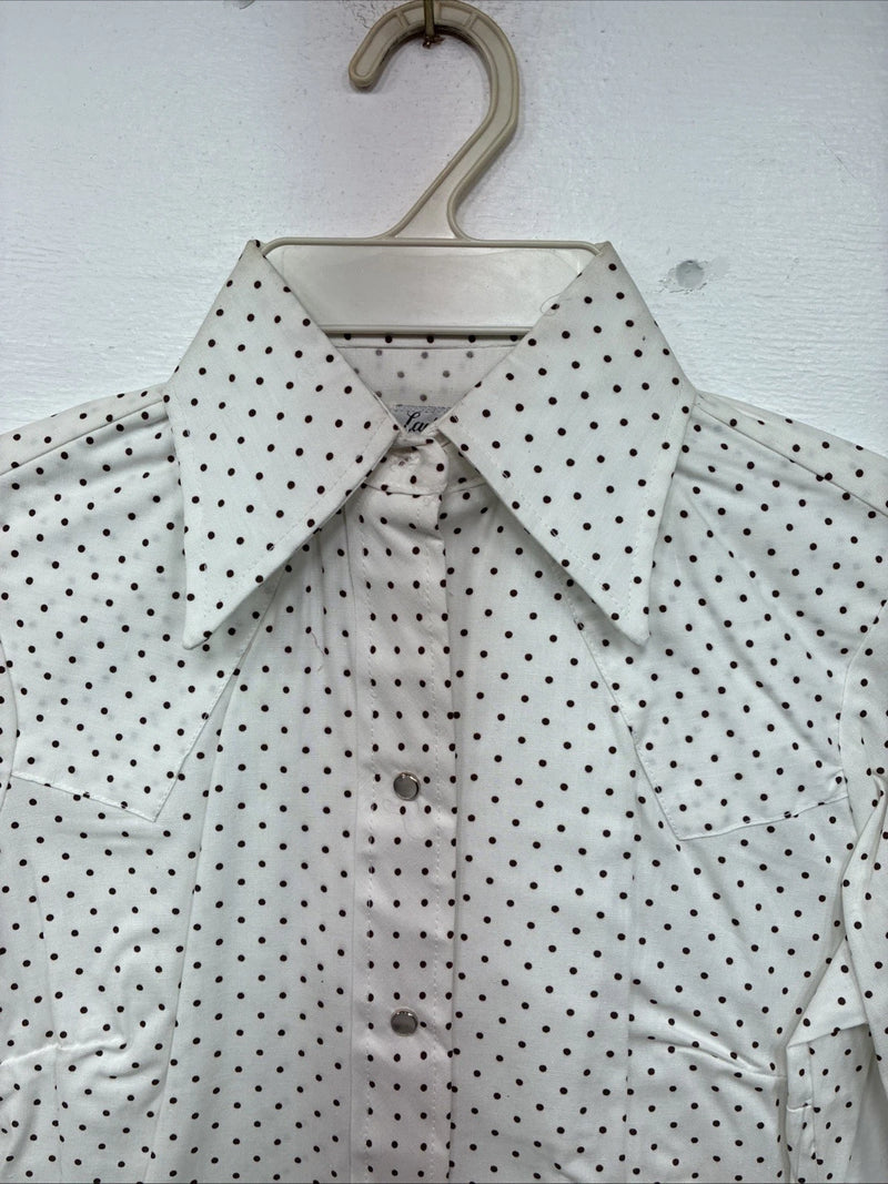 New Women’s Dickson Jenkins White Dottted Long Sleeve Pearl Snap Size 30 LL-92
