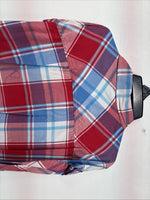 New Women’s Cumberland Red Blue Plaid Short Sleeve Button Up 2XL GG-22
