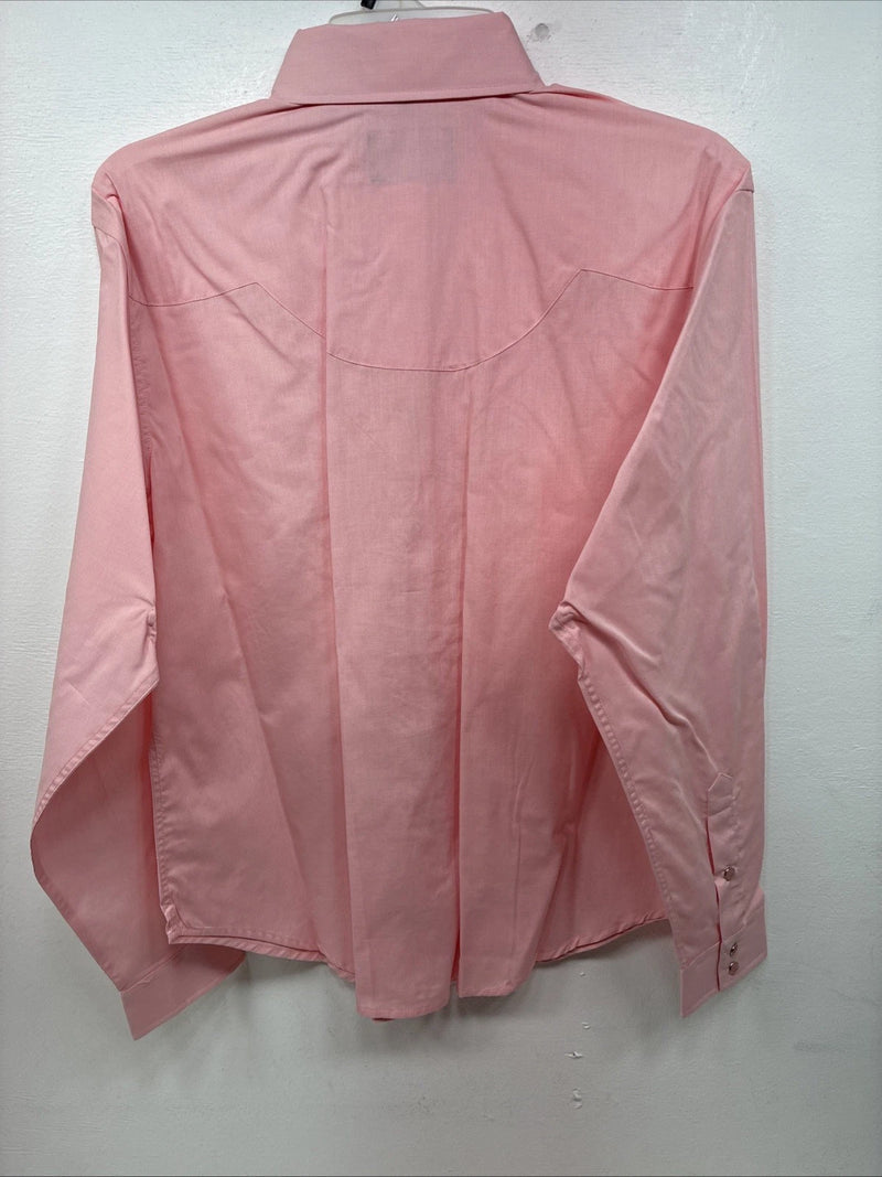 New Women’s White Horse Pink Gem Long Sleeve Pearl Snap Medium LL-60