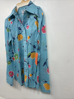 New Women’s Dickson Jenkins Blue Floral Long Sleeve Pearl Snap Size 30 KK-92