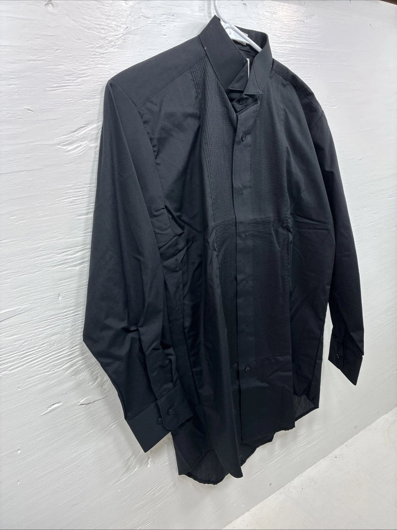 New Classix Black Long Sleeve Button Up English Shirt Small CC-9