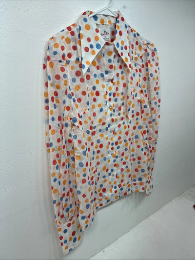 New Women’s Tem Tex Polkadot Long Sleeve Pearl Snap Size 34 LL-102