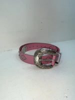 New Pink Genuine Leather Silver Bling L Belt #N3431630 Z-60