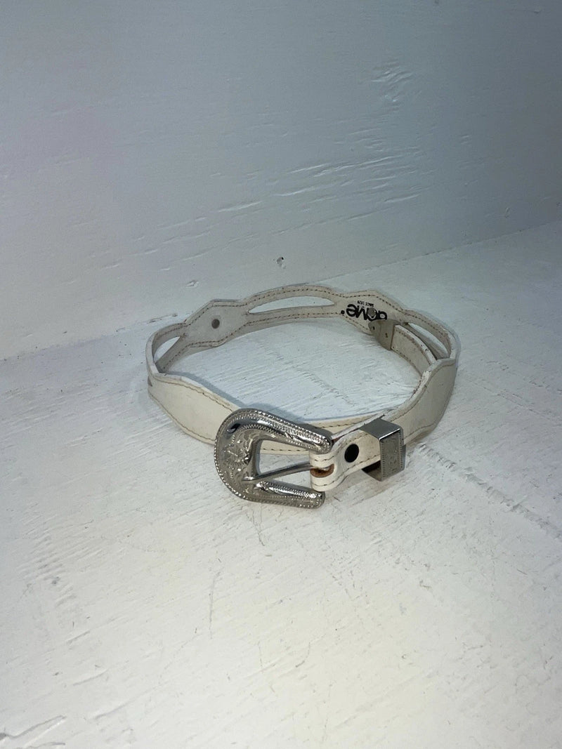 New White Genuine Leather Acme Silver Pendent 24” Belt #AB441 NN-41