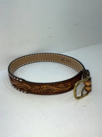 New Brown Genuine Leather Longhorn Tooled 32” Belt #82828 Z-93