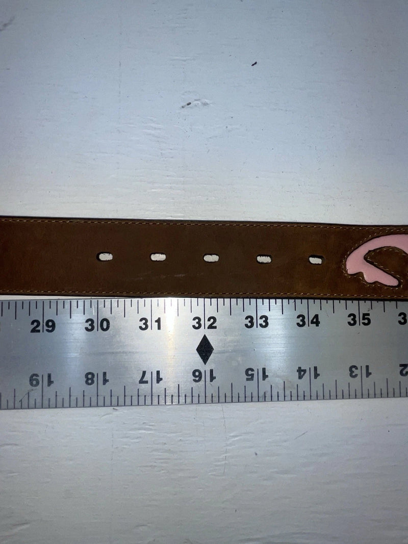 New Brown Genuine Leather Nocona Pink Patterned S Belt #N34430273 JJ-133