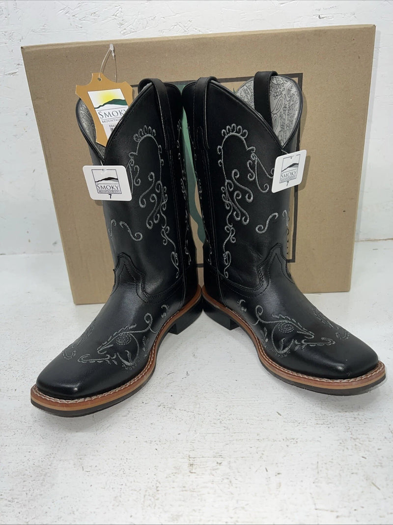 New Women’s Black Smoky Mountain Cowboy Boots. 6843 7 M. 18-43