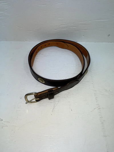 New Brown Genuine Leather Wright Gold Pendent 34” Belt #10484 Z-172