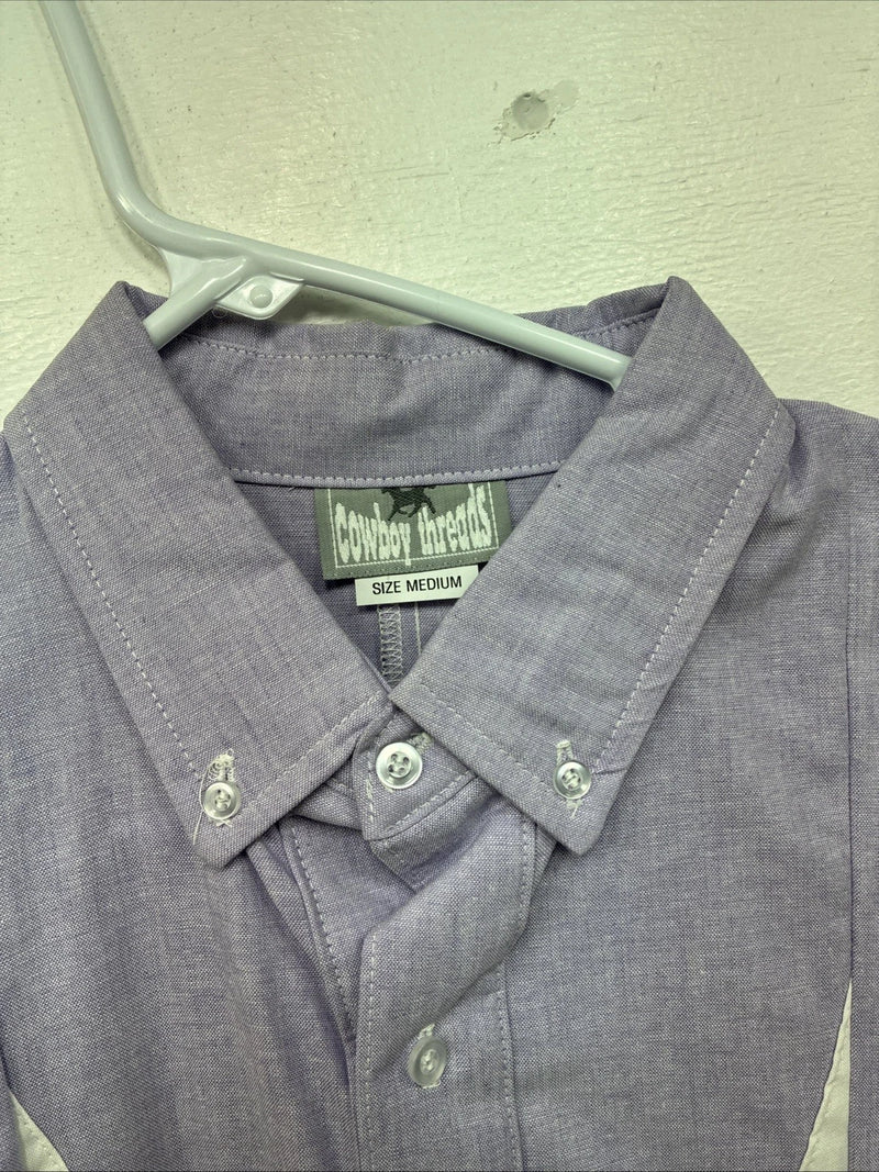 New Men’s Cowboy Threads Purple White Long Sleeve Button Up Medium KK-81