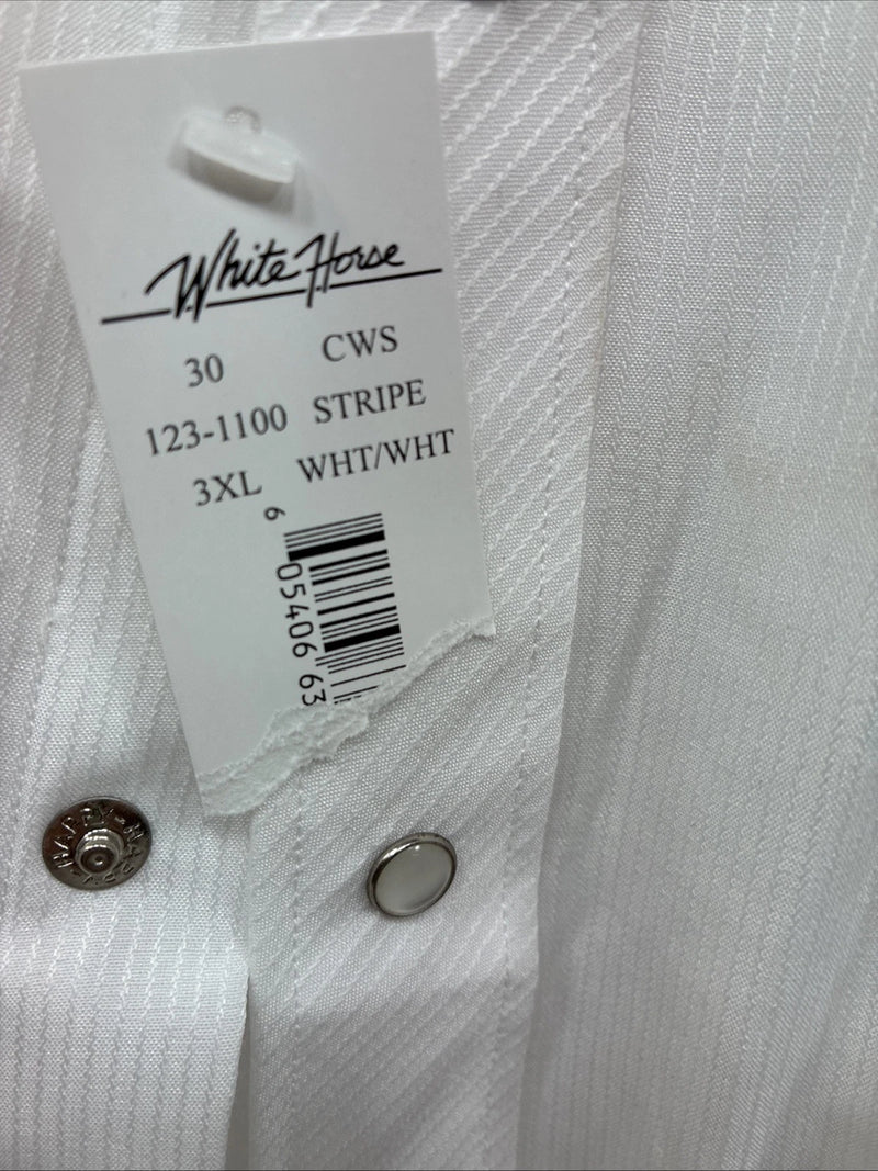 New Men’s White Horse White Long Sleeve Pearl Snap 3XL E-60