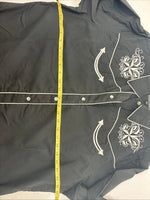 New Woman Western Express Black Deigned Long Sleeve Pearl Snap 2XL GG-50