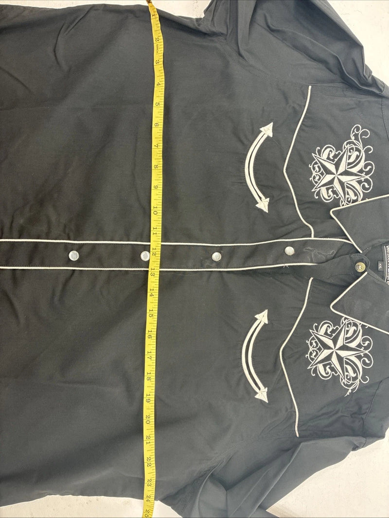 New Woman Western Express Black Deigned Long Sleeve Pearl Snap 2XL GG-50