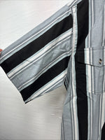 New Men’s San Angelo Gray Black Stripe Short Sleeve Button Up Medium CC-16