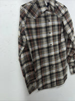 New Men’s Panhandle Slim Tan Plaid Pearl Snap Long Sleeve Shirt 10x32 Small I-27