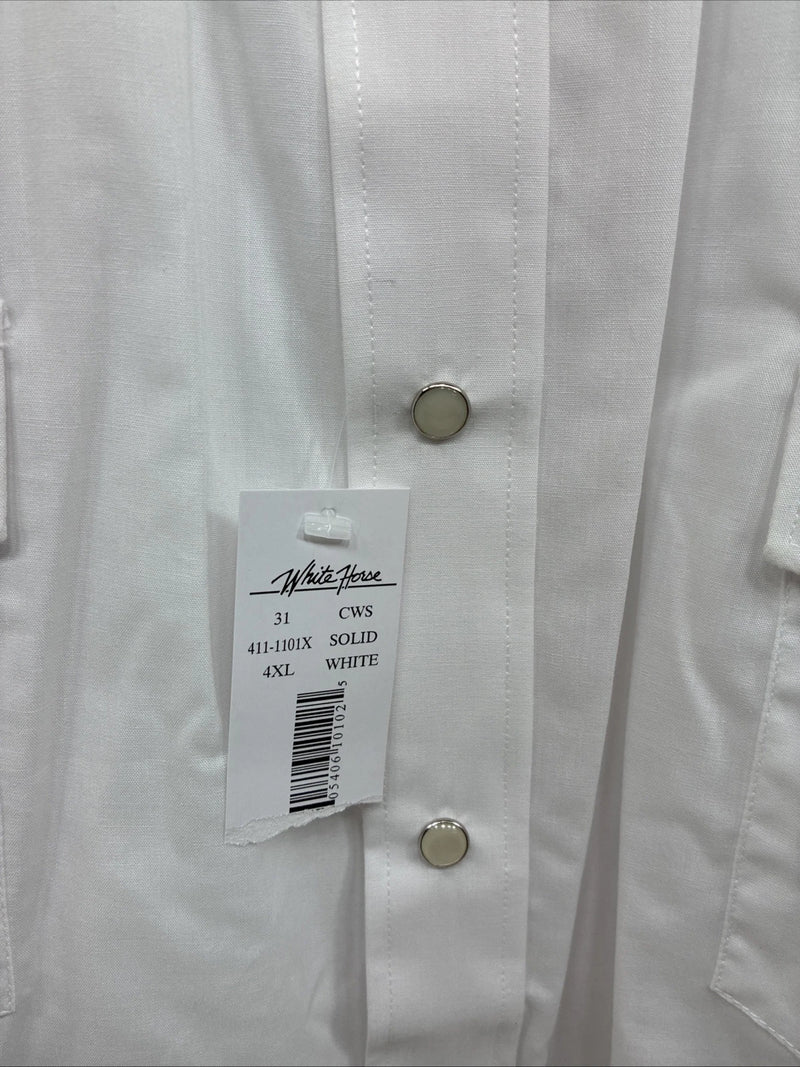 New Men’s White Horse White Short Sleeve Pearl Snap 4XL E-101