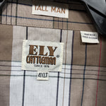 New Men’s ELY Cattleman Tan White Flannel Short Sleeve Pearl Snap 4XL E-69