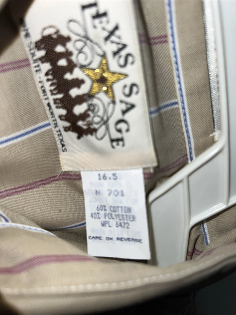 New Men’s Brown Texas Sage Pearl Snap Short Sleeve Shirt. 16.5 L P-43