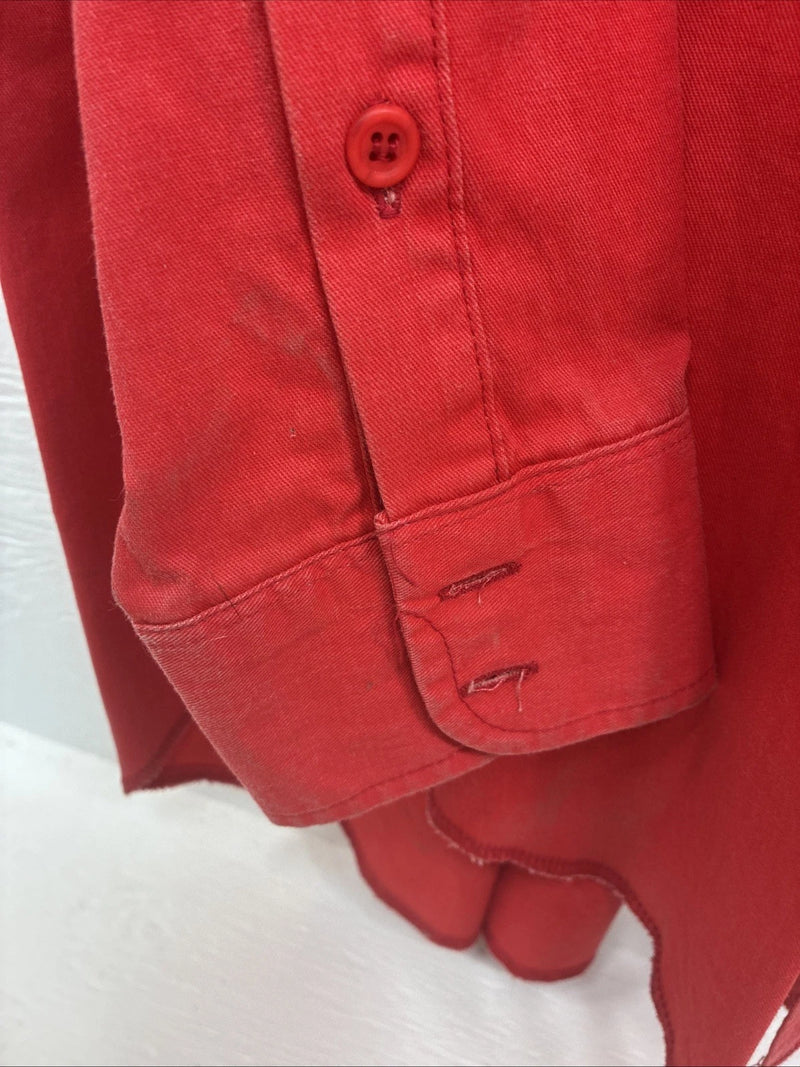 New Mans Wrangler Red Long Sleeve Button Up 16.5 X 34 Large AA-41