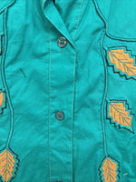 New Women’s Mine & Bills Blue Designed Long Sleeve Button Up Size Small YY-60
