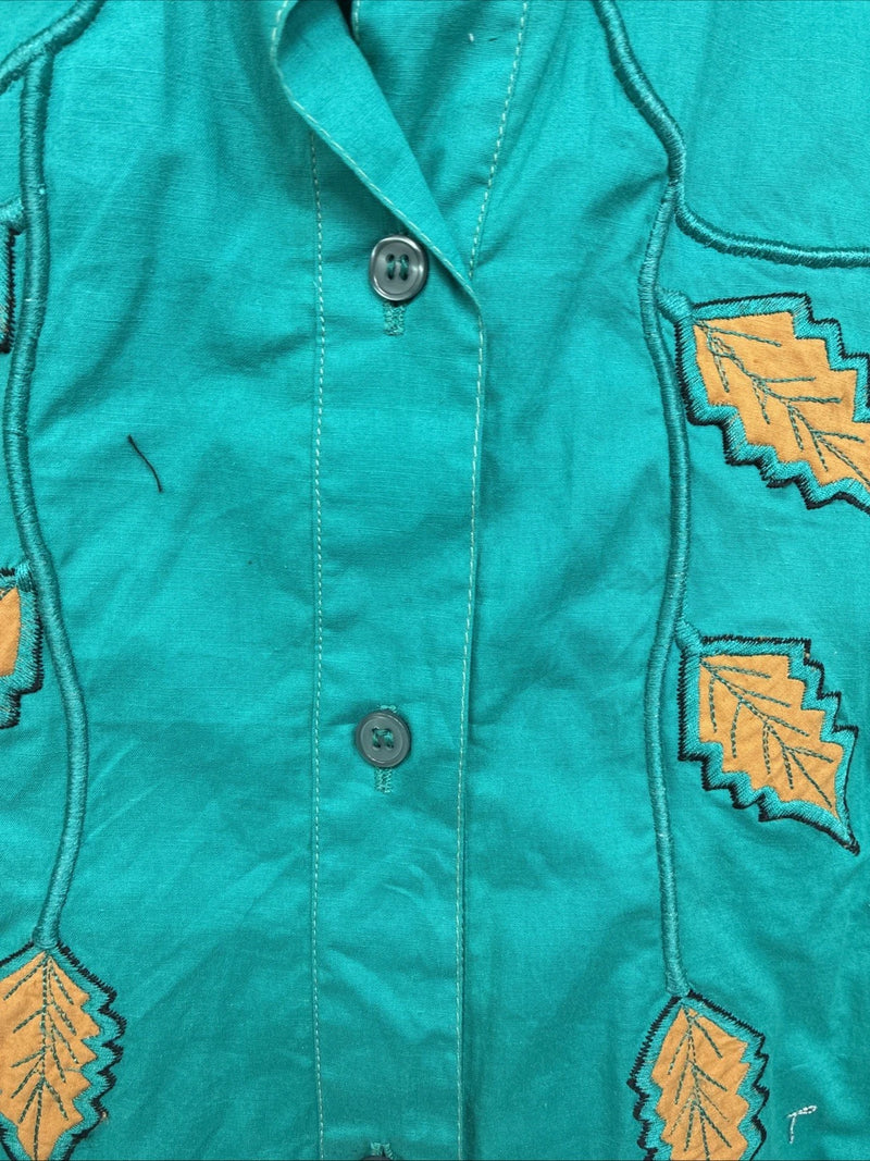 New Women’s Mine & Bills Blue Designed Long Sleeve Button Up Size Small YY-60