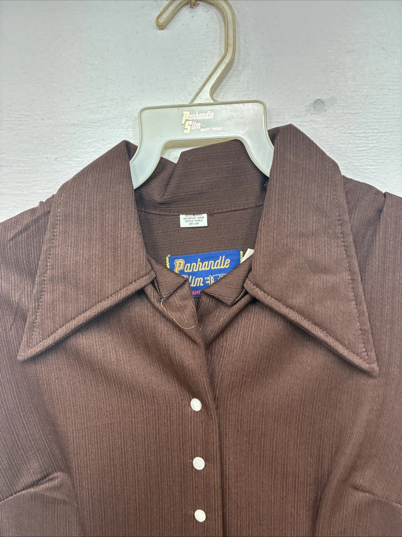 New Women’s Panhandle Slim Brown Long Sleeve Pearl Snap Size 18 KK-13