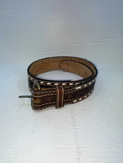 New Brown Genuine Leather Wright Tooled 28” Belt #10160 NN-2