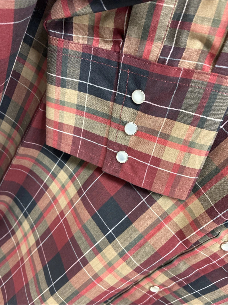 New Men’s ELY Cattleman Red Yellow Flannel Long Sleeve Pearl Snap 4XL E-97