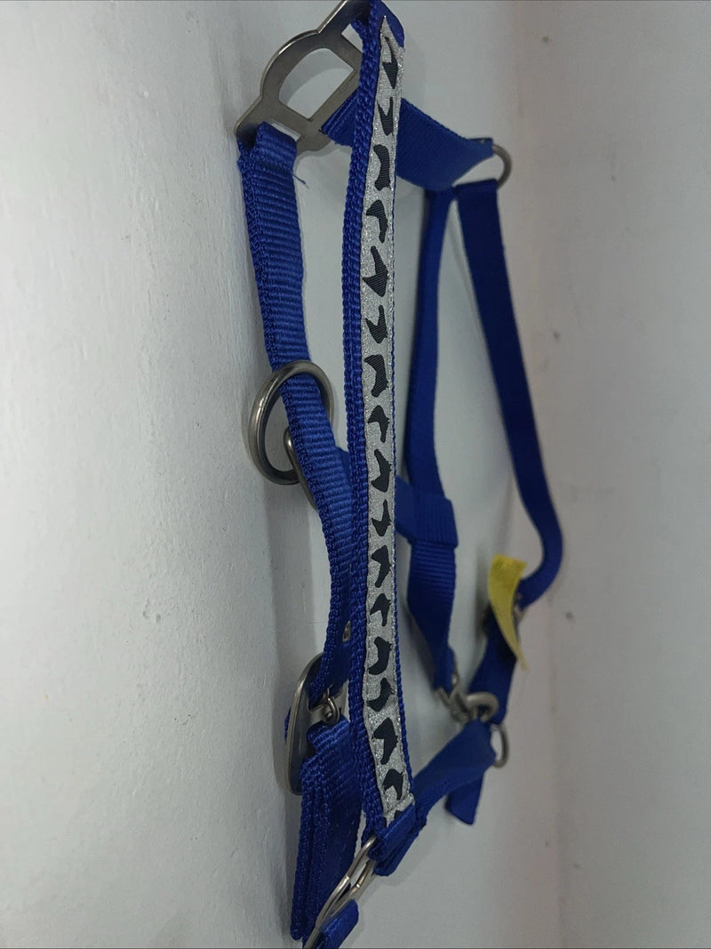 New Tough 1 Blue Nylon Satin Hardware Full Horse Halter #50-2031 3C-13
