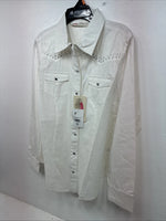 New Women’s Cumberland White Gem Long Sleeve Pearl Snap Medium KK-82