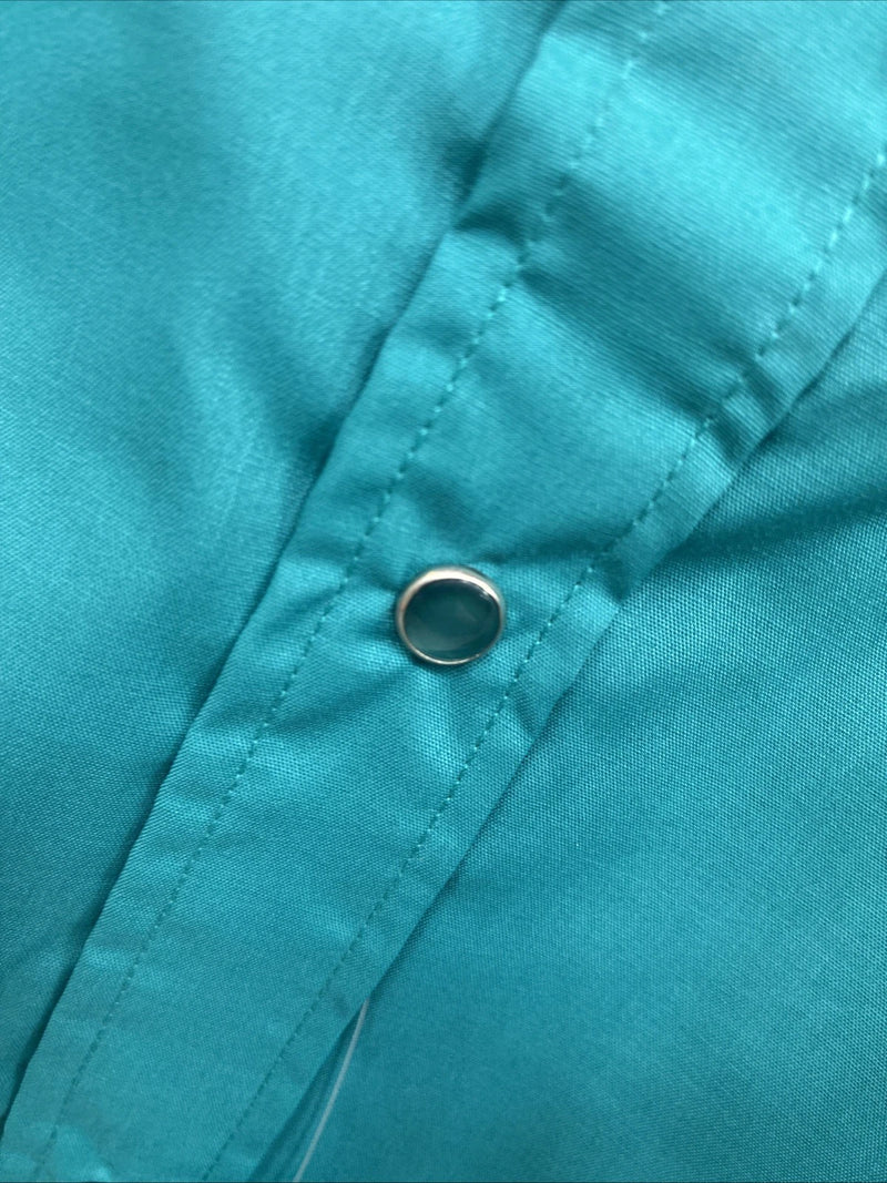New Men’s ELY Cattleman Teal Short Sleeve Pearl Snap 17 XL M-41