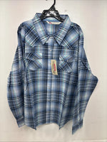 New Women’s Cumberland Blue Plaid Long Sleeve Pearl Snap 3XL GG-48