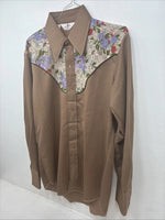New Women’s Tem Tex Brown Design Long Sleeve Pearl Snap Size 33 MM-103