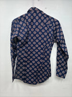 New Women’s Tem Tex Blue design Long Sleeve Pearl Snap Size 32 KK-51