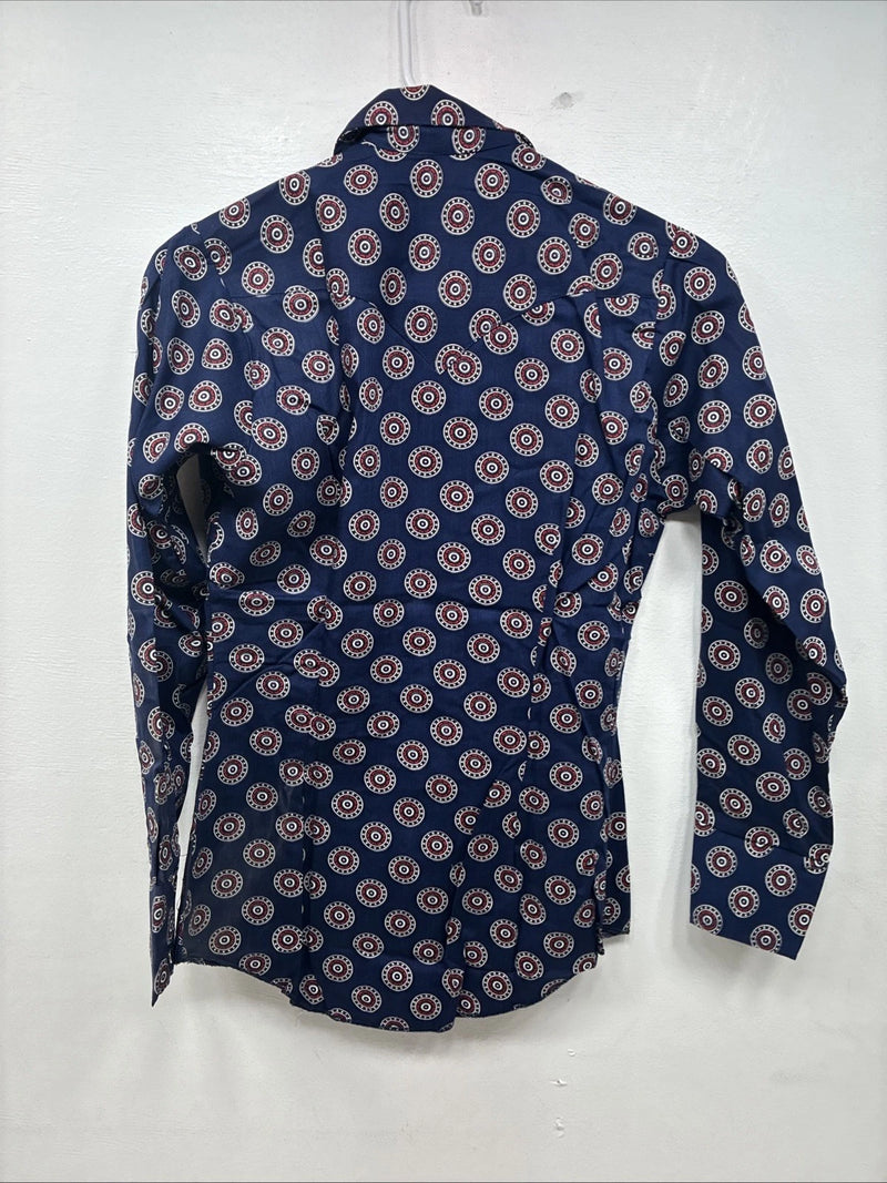 New Women’s Tem Tex Blue design Long Sleeve Pearl Snap Size 32 KK-51