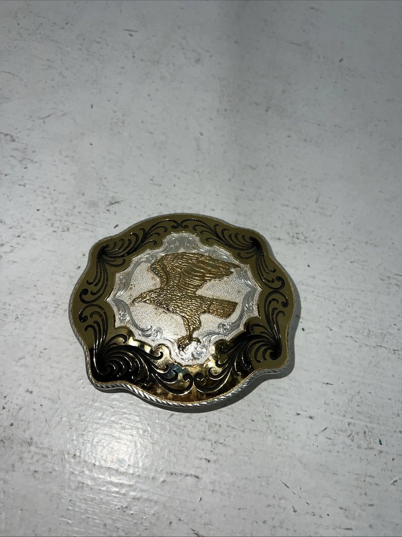 New Men’s Women’s Montana Silversmiths Gold Silver Black Bird Belt Buckle. F-18