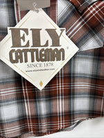 New Kids ELY Cattleman Orange Plaid Long Sleev Pearl Snap JUV-3 DD-18