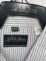 New Men’s White Horse White Striped Long Sleeve Pearl Snap 4XL F-46