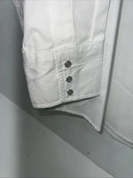 New Mens White Blue ELY Cattleman Long Sleeve Pearl Snap Shirt. XL S-30