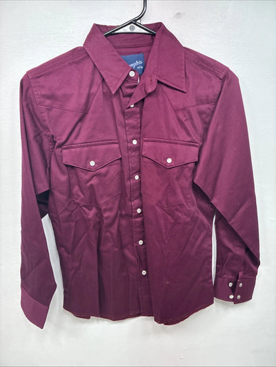 New Kids Wrangler Red Long Sleeve Pearl Snap Size Large LL-24