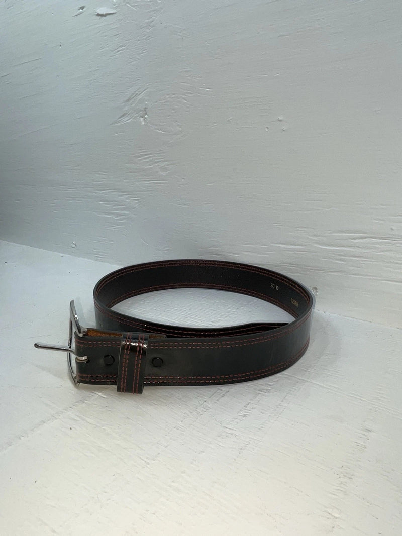 New Black Genuine Leather Red Stitching 32” Belt #9256 JJ-54