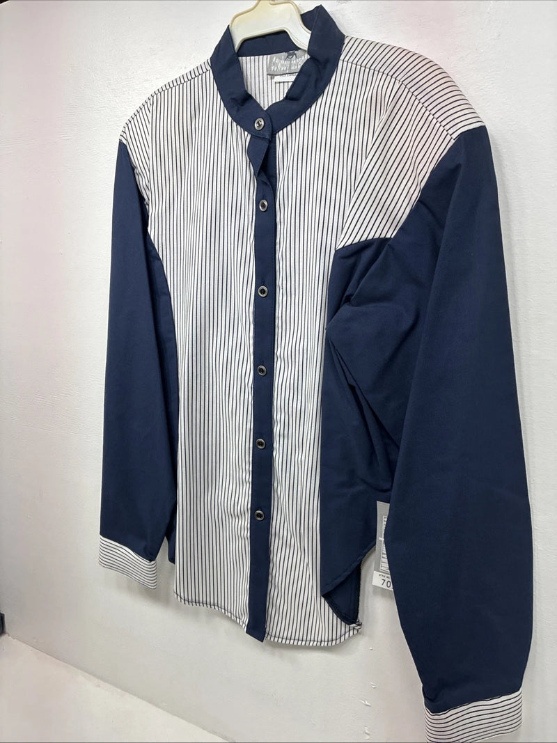 Be Women’s Cowboy Threads Blue White Long Sleeve Button Up Large LL-40